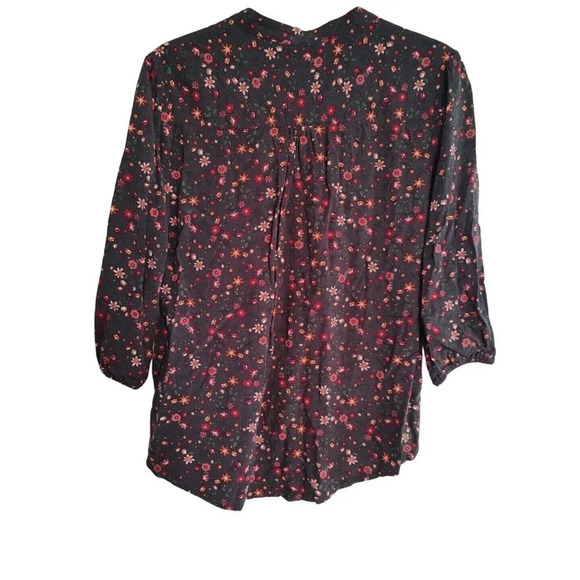 Matilda Jane Gray Floral Button Up Peasant Babydoll Top Size S Pintuck 26652T - Picture 5 of 8